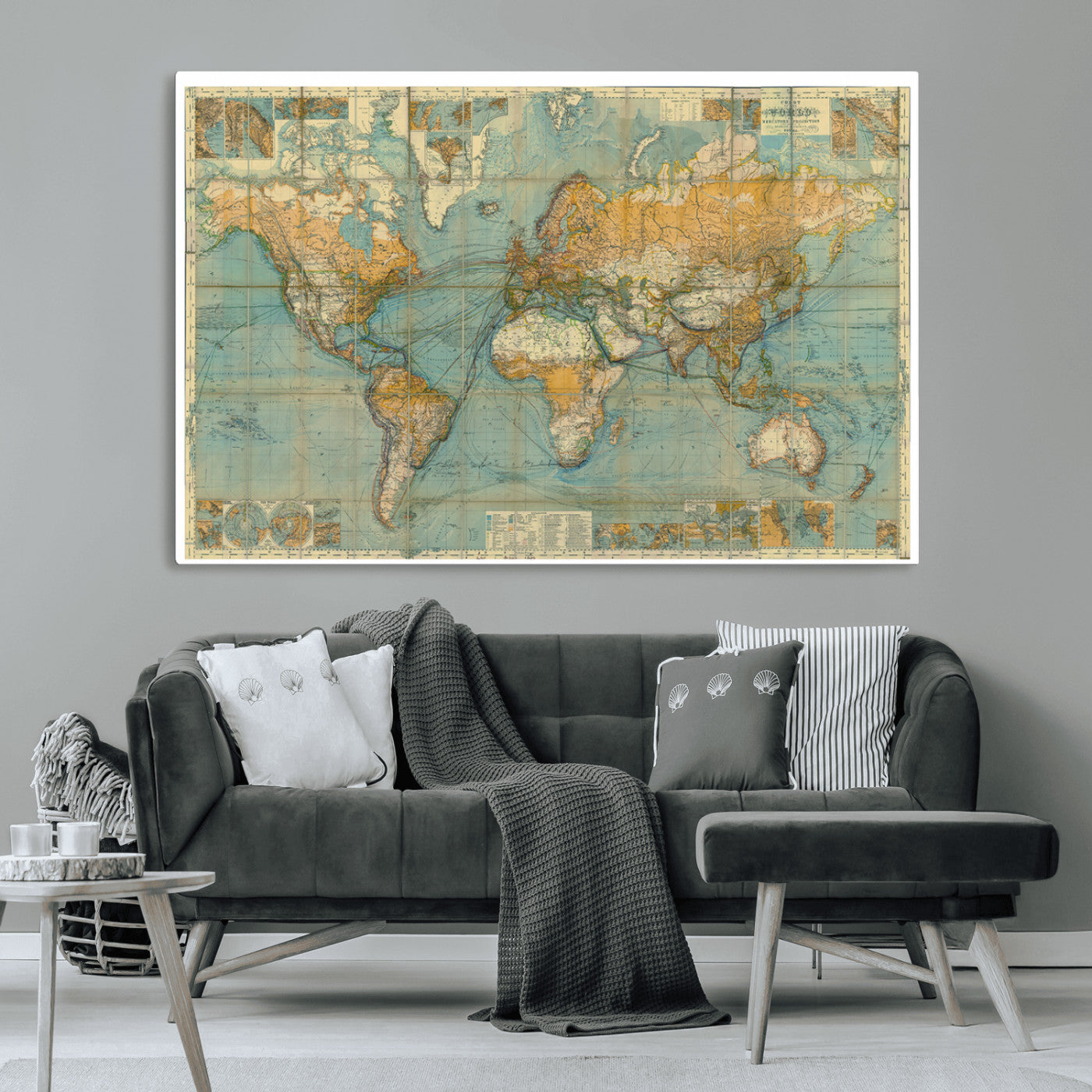 MGV-CV-36X24 - Push Pin World Map Canvas Print – Framed Wall Art for Couples to Track Their Travels – Anniversary