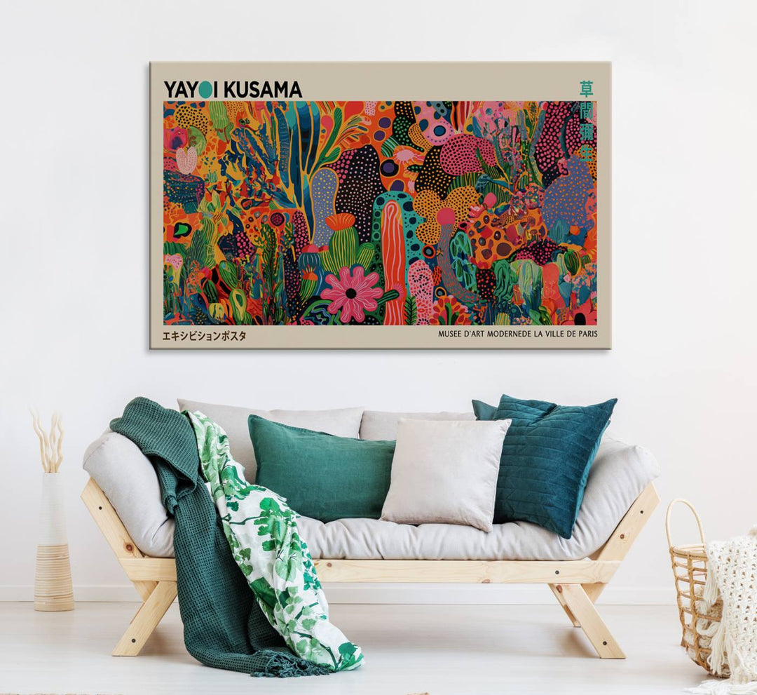 Framed Yayoi Kusama 1986 Wall Art Print adds contemporary style.