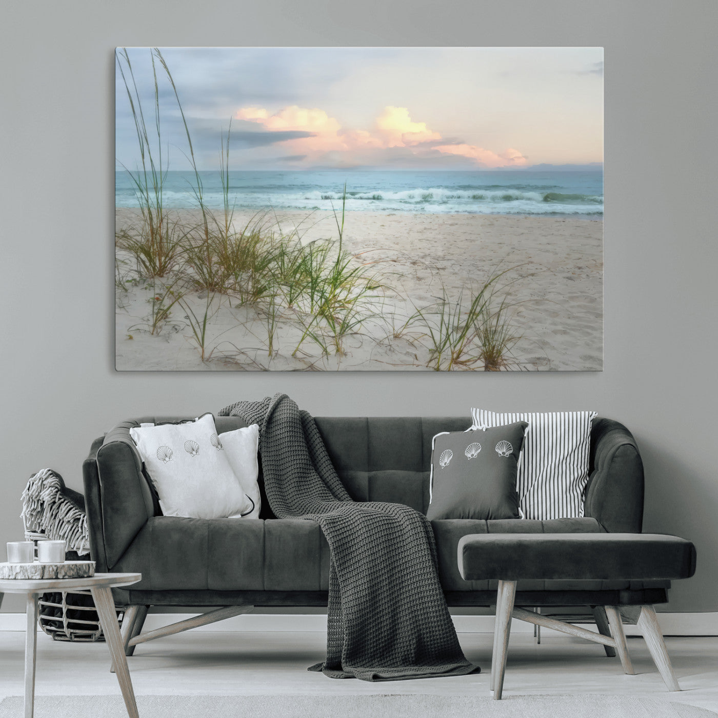 MGV-CV-36X24 - Flight Over Coastal Beach Landscape, Flight Over Coastal Beach Print Canvas Wall Art