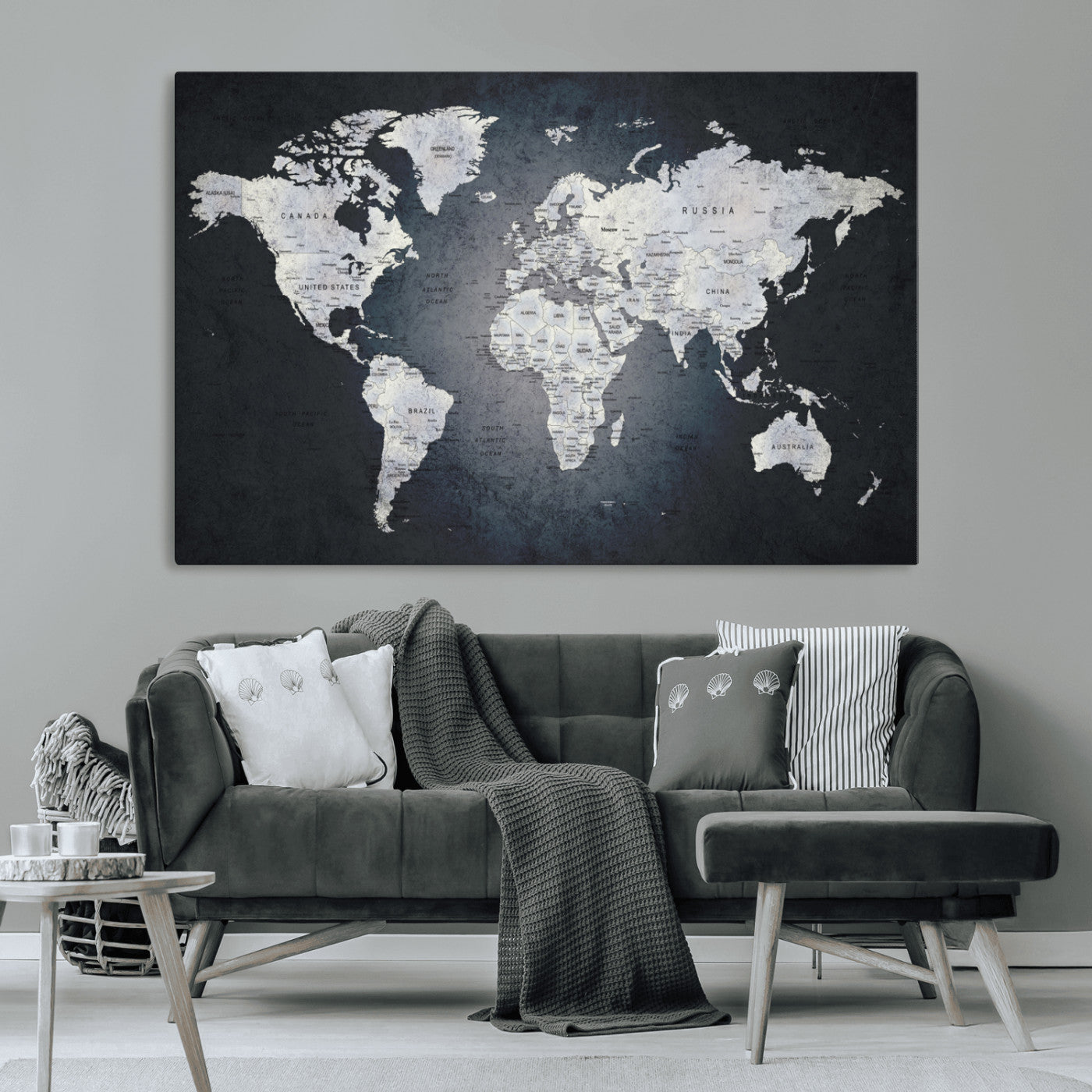 MGV-CV-36X24 - World Map Wall Art Canvas Print for Home and Office Decor