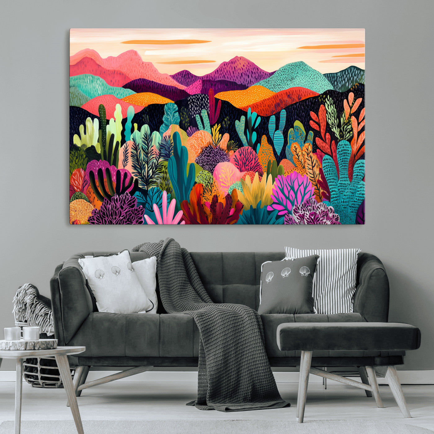MGV-CV-36X24 - Abstract Kusama Print - Landscape Canvas Wall Art Print - Vibrant Modern Decor for Living Room,