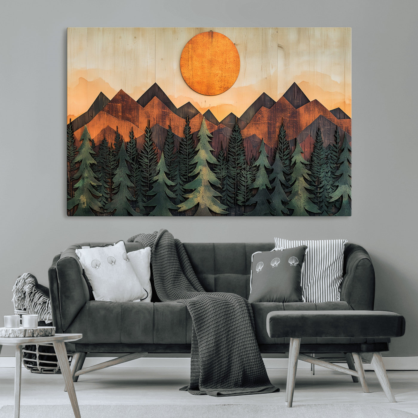MGV-CV-36X24 - Sunset Mountain Landscape Canvas Wall Art Print - Nature Decor for Living Room, Office