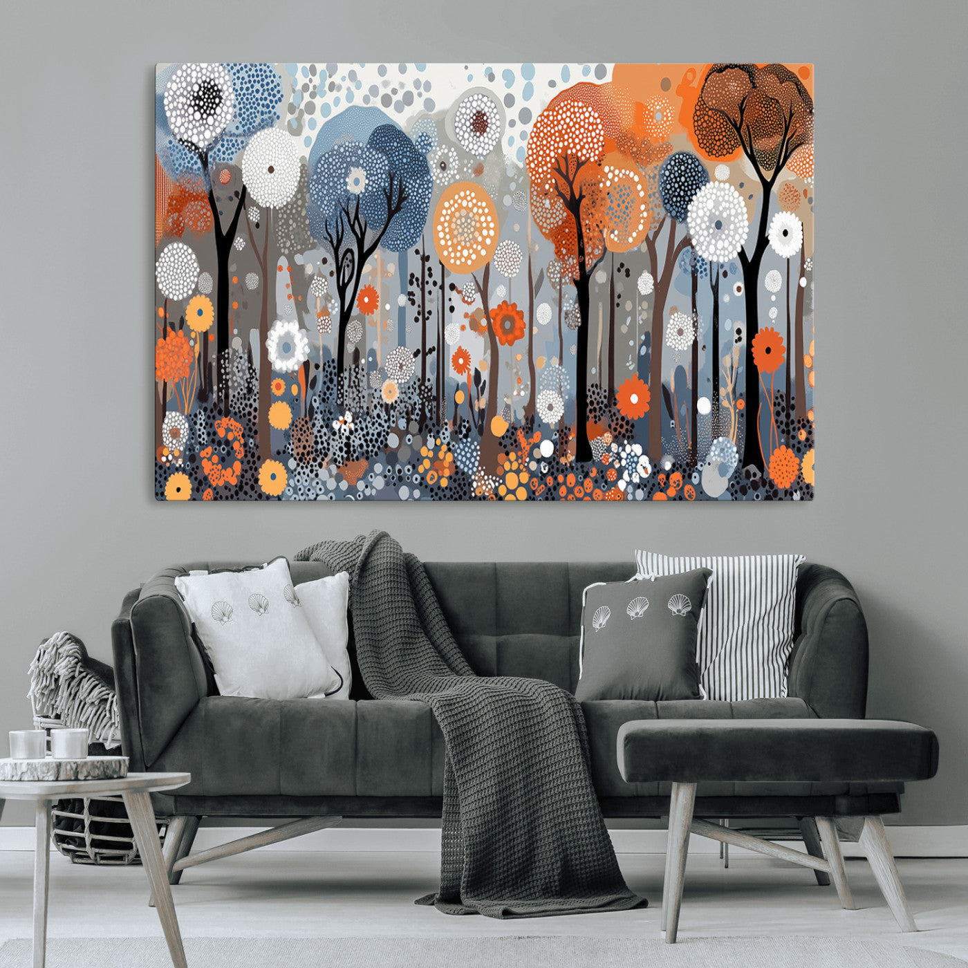 MGV-CV-36X24 - Abstract Winter Landscape Canvas Wall Art Print - Large Colorful Nature Wall Decor