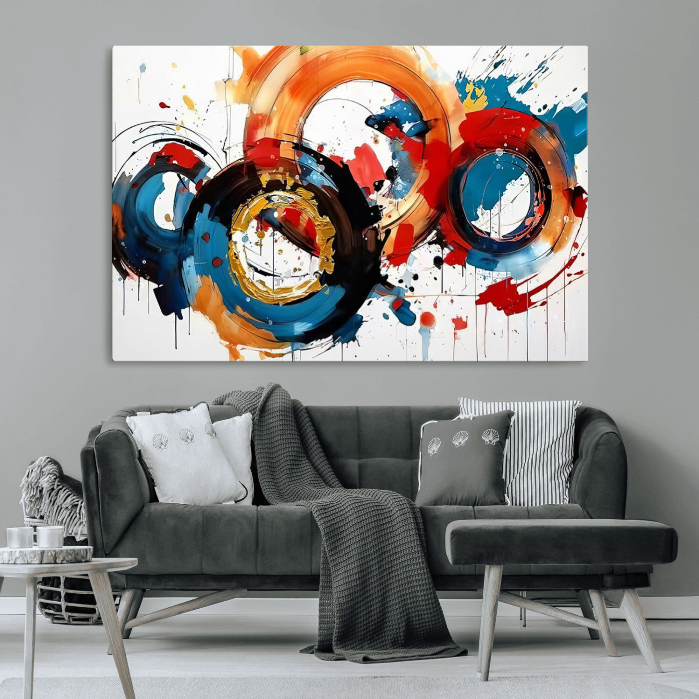 MGV-CV-36X24 - Abstract Wall Art, Rings Wall Art Canvas Print
