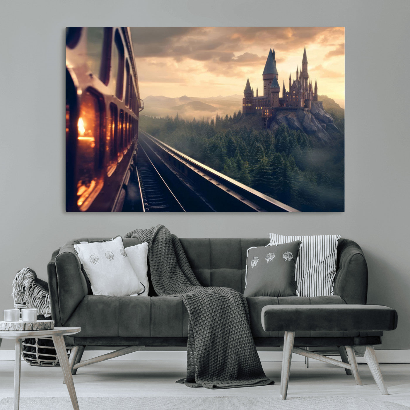 MGV-CV-36X24 - Harry Castle Wall Art Canvas Print, Wizard School Wall Art Print, Movie Wall Art Print