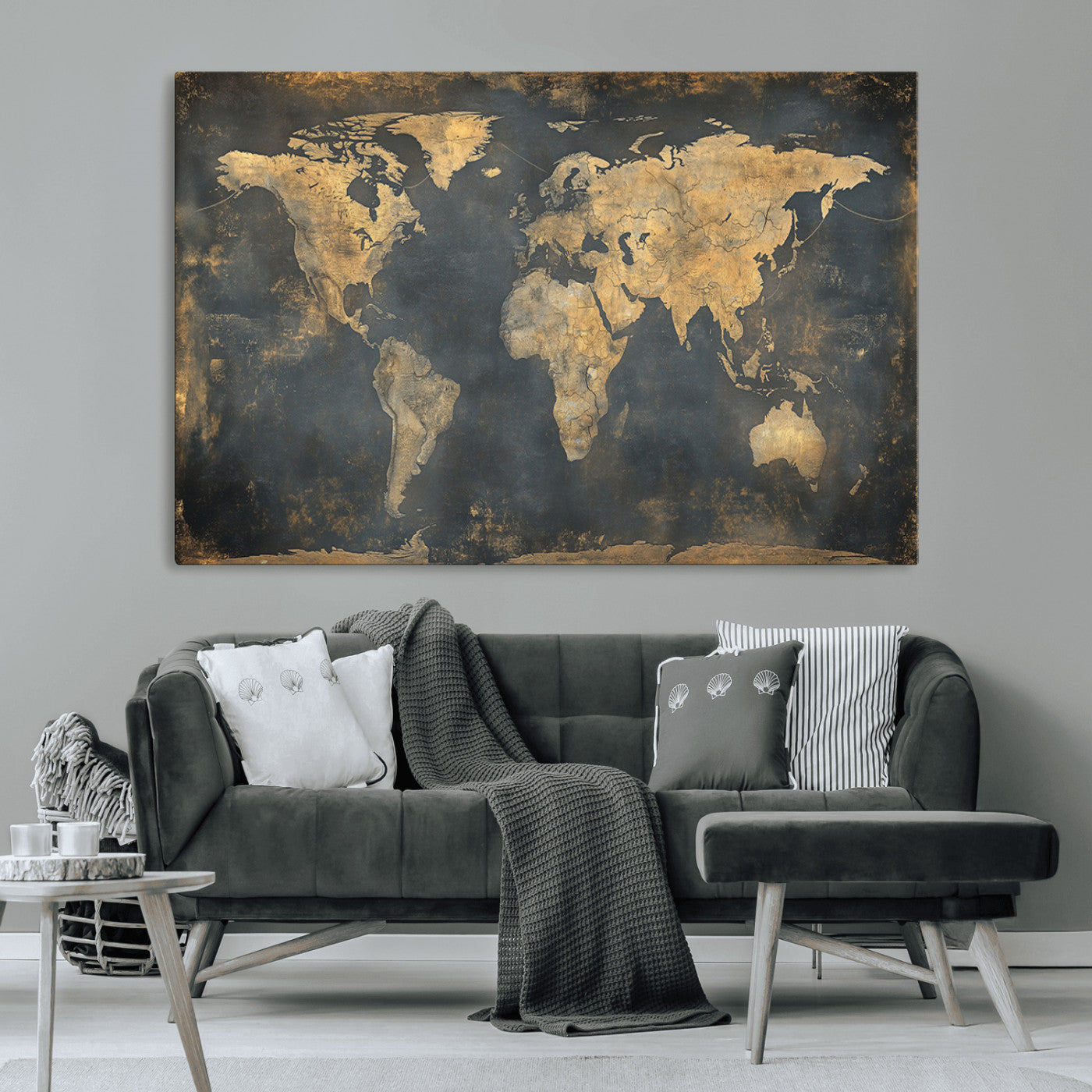 MGV-CV-36X24 - Push Pin World Map Canvas Print – Framed Wall Art for Couples to Track Their Travels – Anniversary