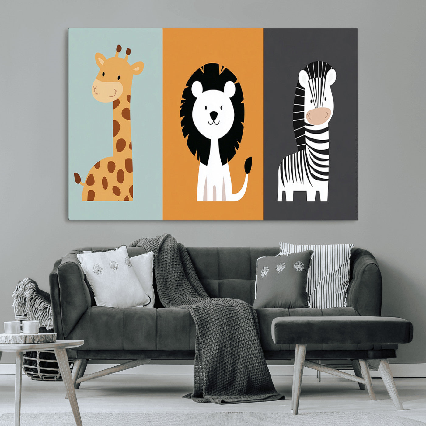 MGV-CV-36X24 - Boho Jungle Animal Nursery Wall Art Prints - Safari Decor in Earth Tones for Modern and Stylish