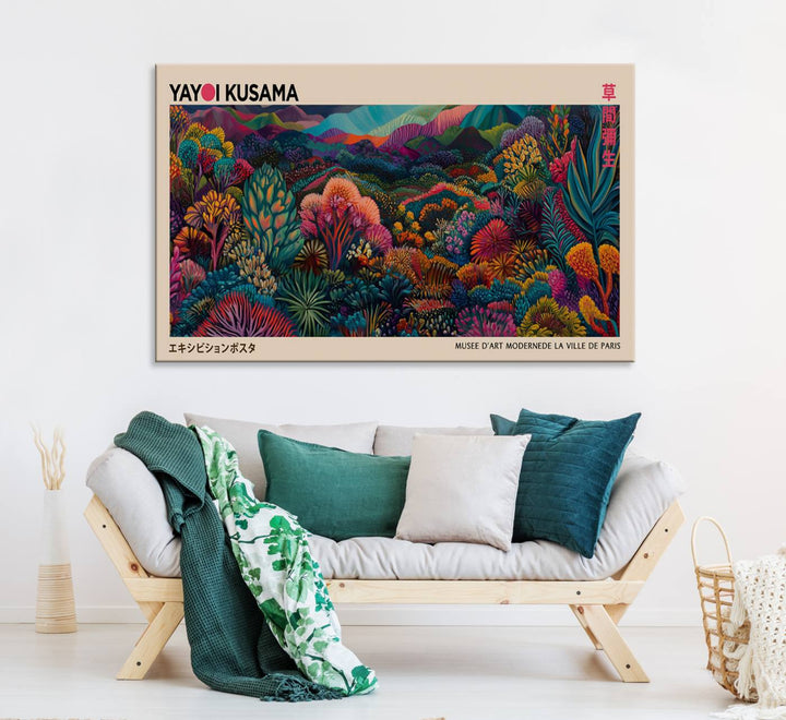 The Yayoi Kusama Wall Art Canvas Print features Japanese Wabi Sabi aesthetics.