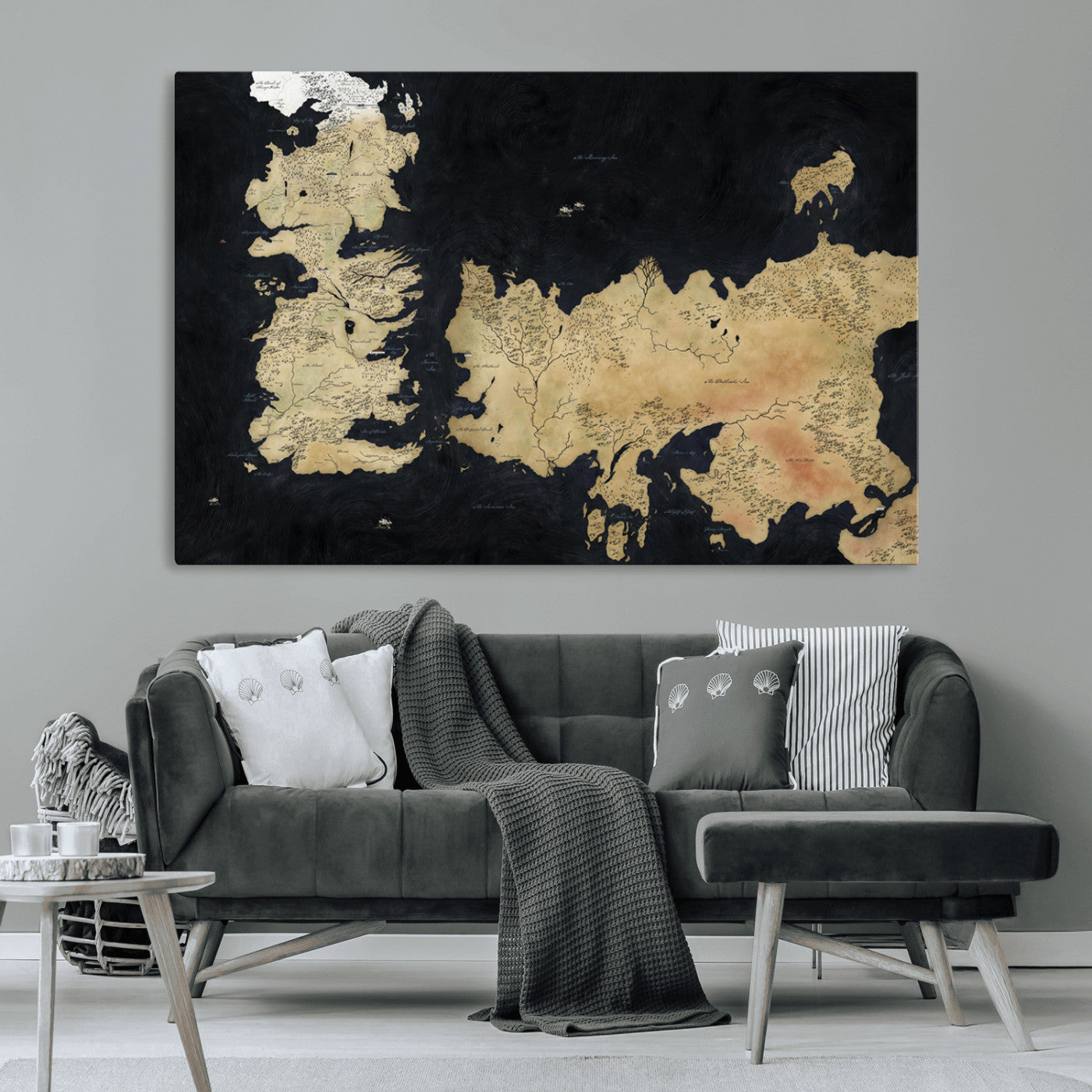 MGV-CV-36X24 - Push Pin World Map Canvas Print – Framed Wall Art for Couples to Track Their Travels – Anniversary