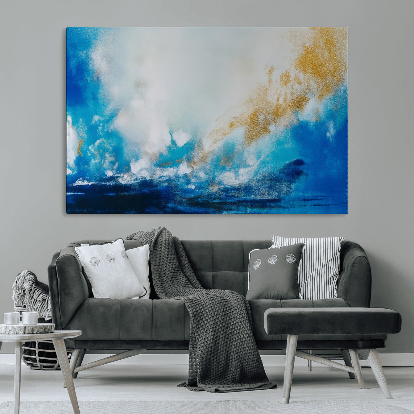MGV-CV-36X24 - Blue Abstract Print - Dynamic Ocean-Inspired Canvas Wall Art