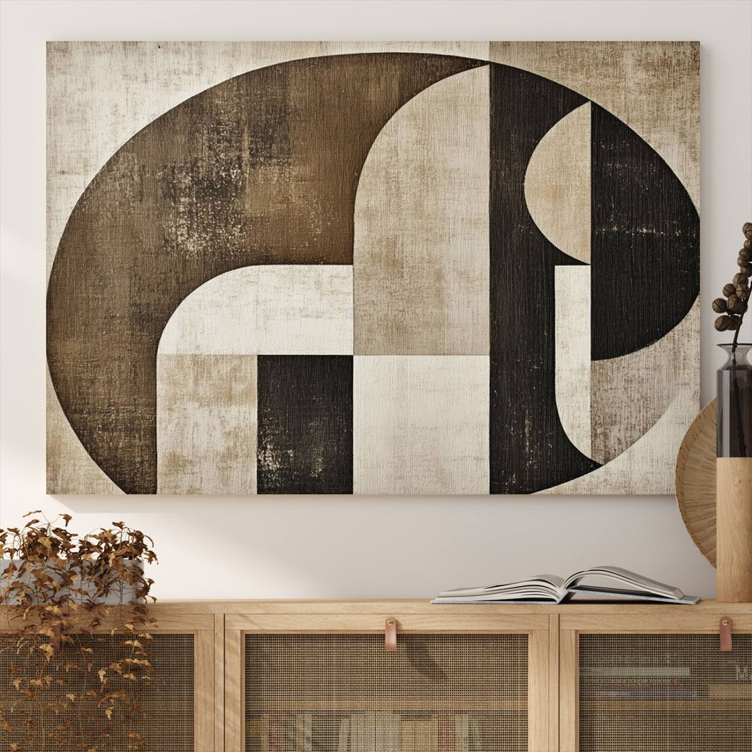 The Wabi Sabi Geometric Minimalist Wall Art Canvas Print is a modern abstract canvas featuring neutral mid-century art, ideal for zen and minimalist decor.