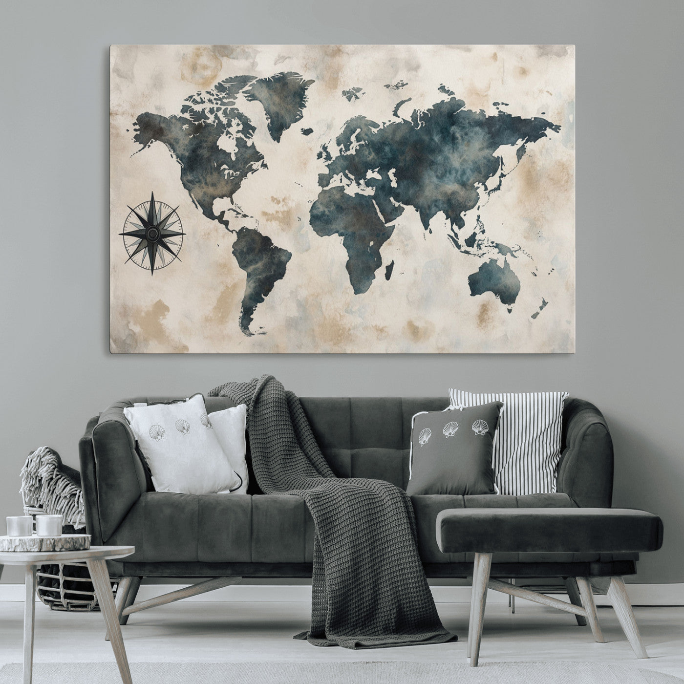 MGV-CV-36X24 - Push Pin World Map Canvas Print – Framed Wall Art for Couples to Track Their Travels – Anniversary
