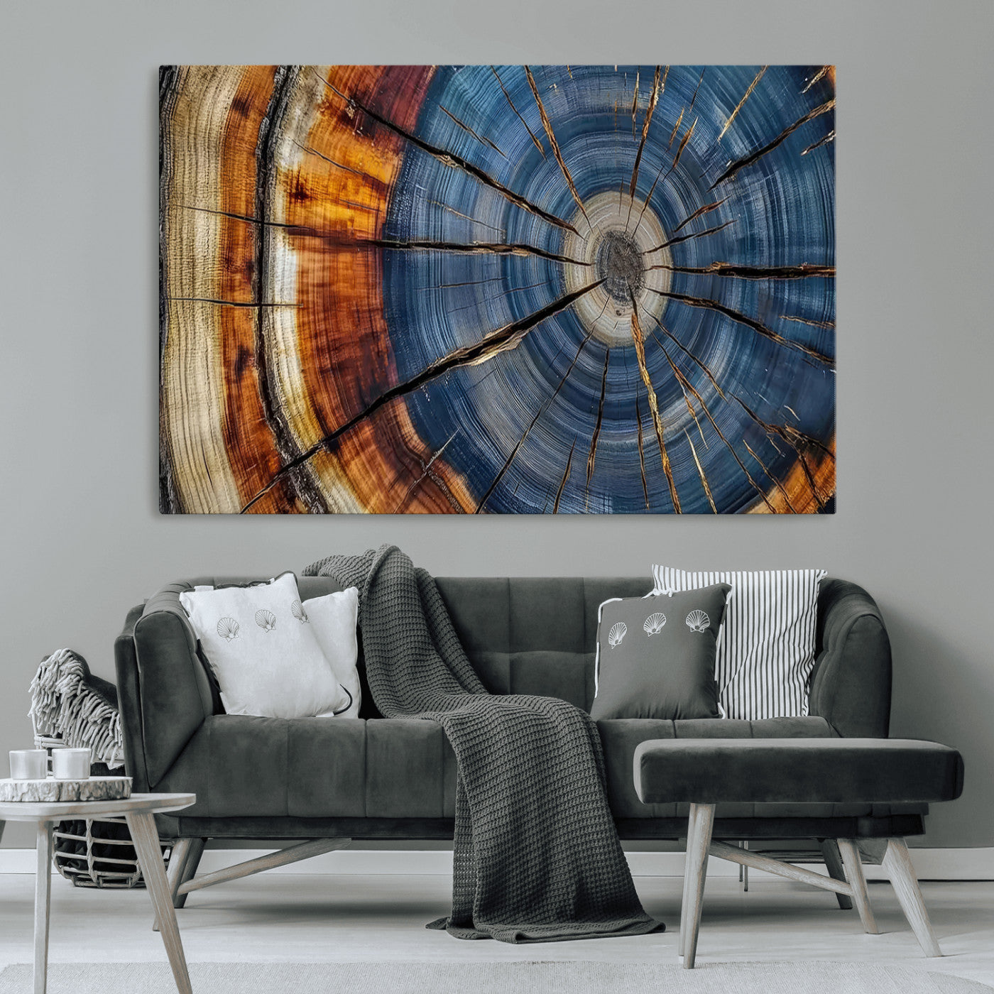 MGV-CV-36X24 - Abstract Tree Rings Canvas Wall Art - Wood Grain Canvas Print - Nature-Inspired Modern Wood Grain