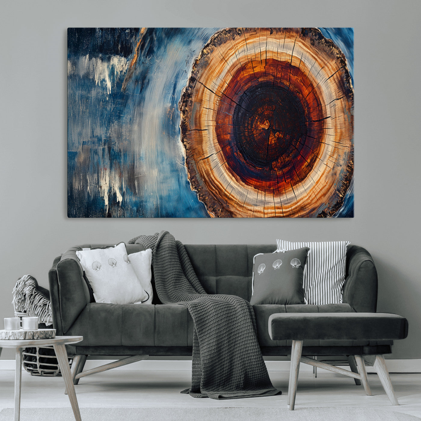 MGV-CV-36X24 - Abstract Tree Rings Wall Art Canvas Print - Wood Grain Rings Canvas Print - Nature Woodland Wall
