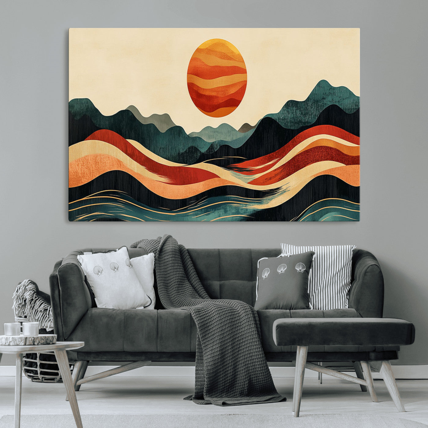 MGV-CV-36X24 - Mountain Triptych Wall Art - Western Nature Prints - Framed Boho Pine Tree Canvas for Log Cabin or