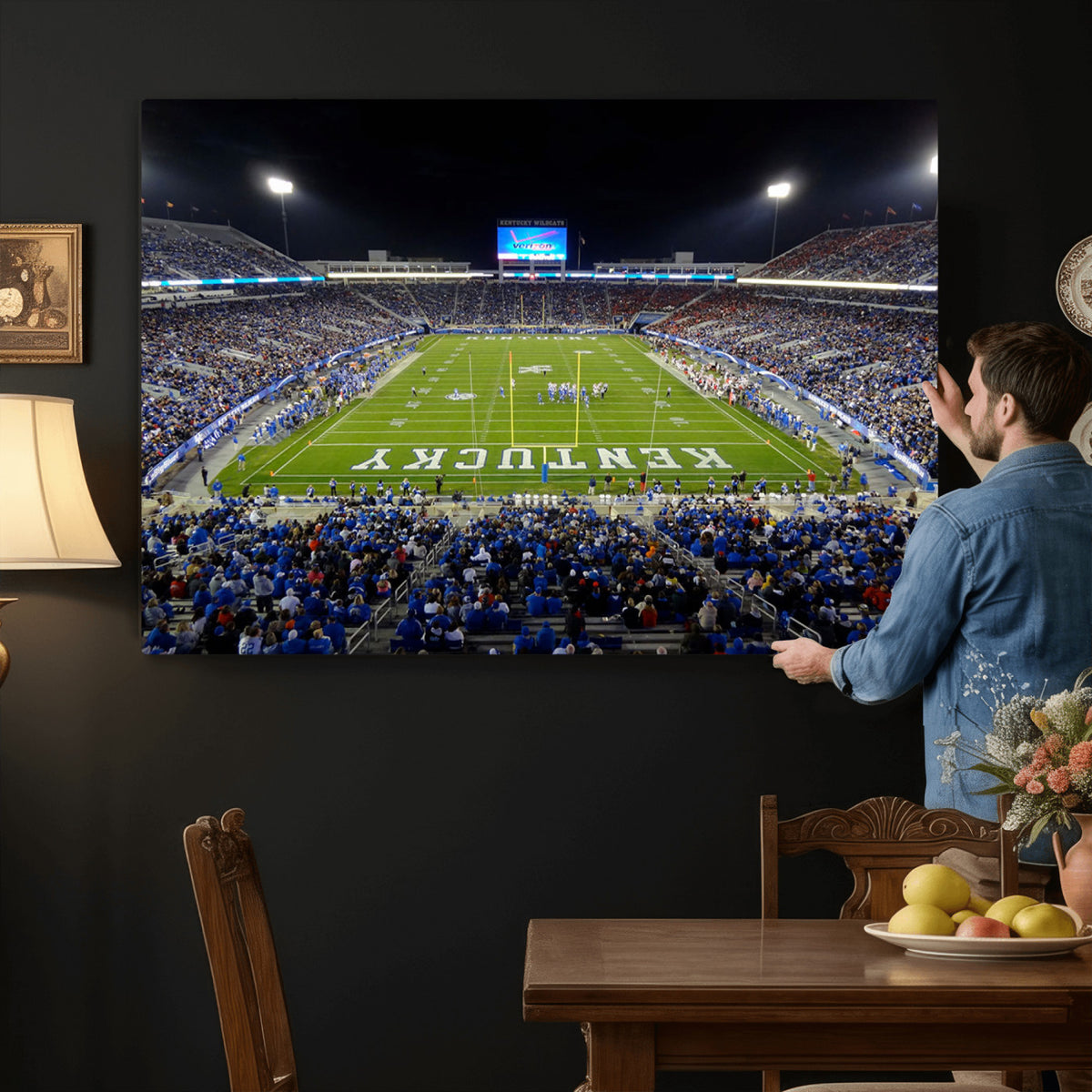 14304-MGV-CV-36X24 - Kroger Field Canvas Wall Art, Kentucky Stadium Wall Art, Framed and Ready to Hang