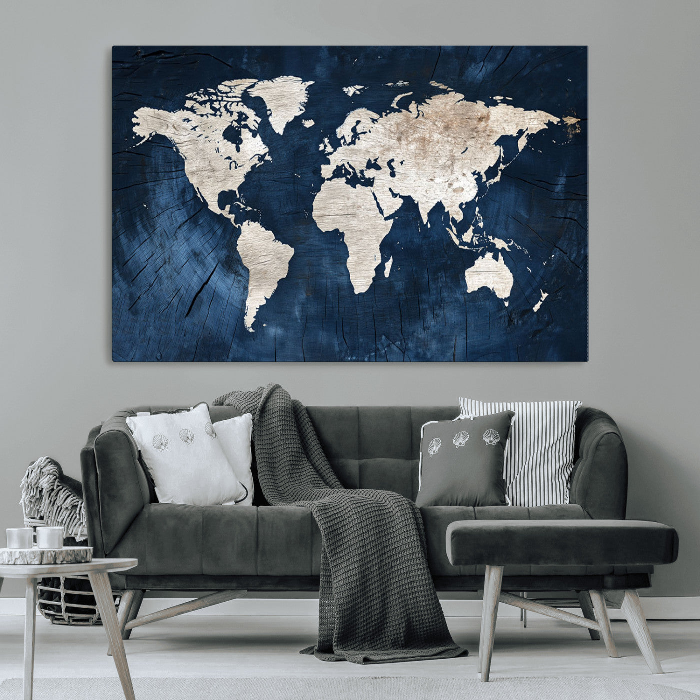 MGV-CV-36X24 - Push Pin World Map Canvas Print – Framed Wall Art for Couples to Track Their Travels – Anniversary