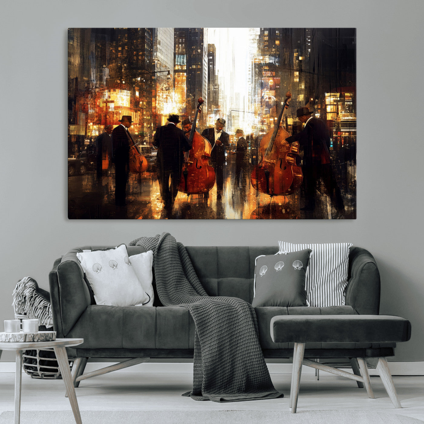 MGV-CV-36X24 - Abstract Jazz Art Wall Art Canvas Print - Framed Abstract Music Canvas - Colorful Instrument Poster