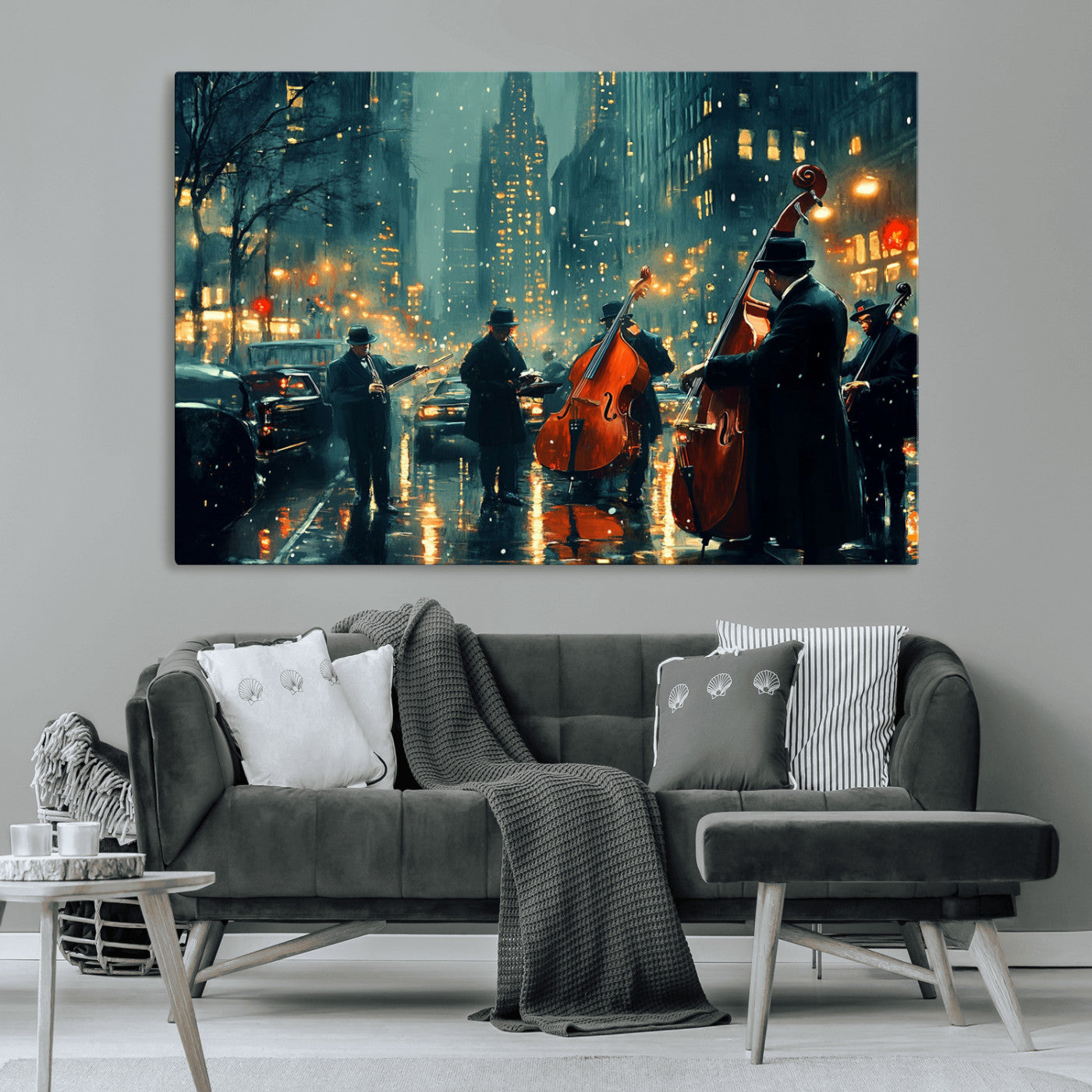 MGV-CV-36X24 - African American Jazz Art Print - Framed Abstract Music Canvas - Colorful Instrument Poster for