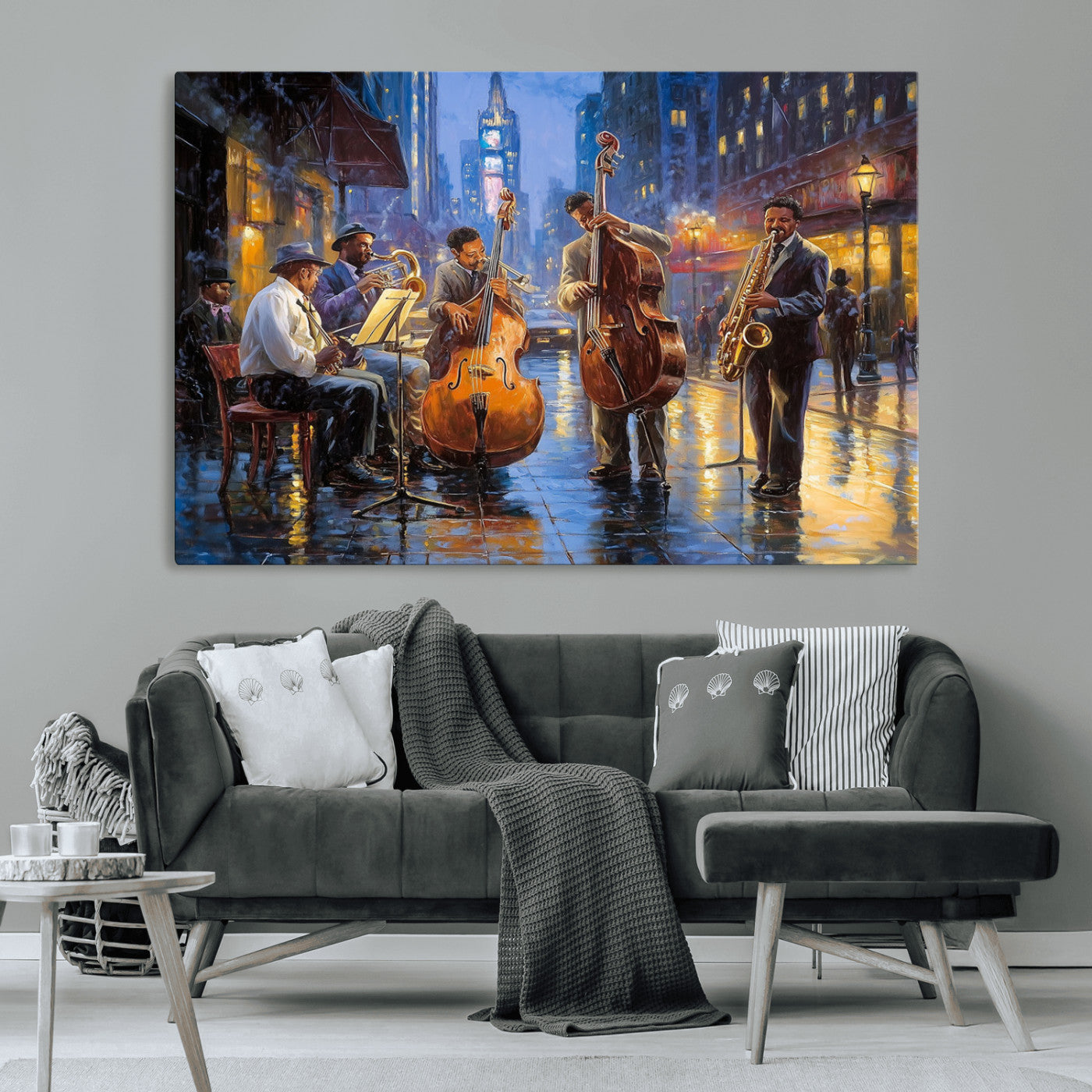 MGV-CV-36X24 - Colorful Jazz Wall Art - African American Music Canvas Print - Framed Abstract Music Poster for Home