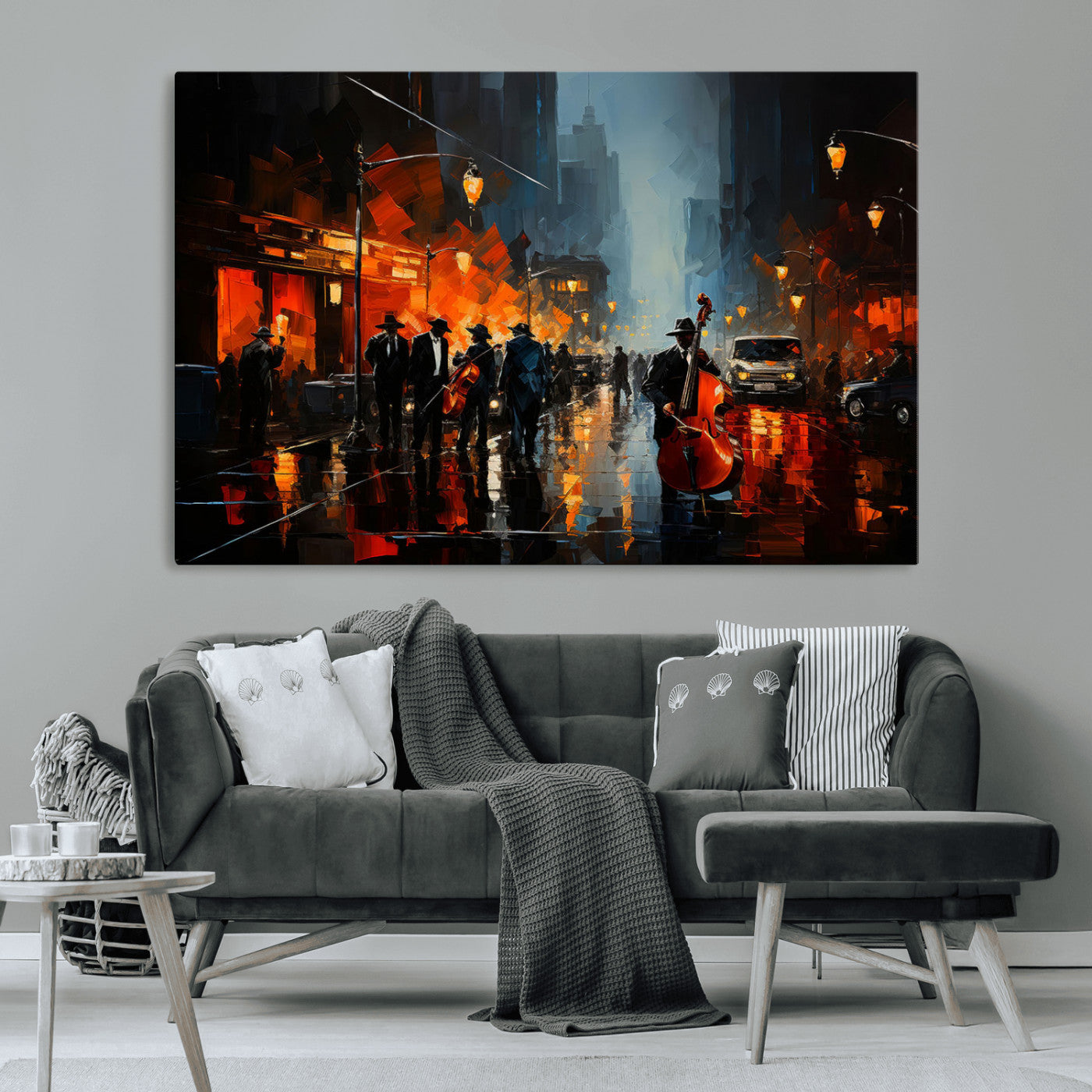 MGV-CV-36X24 - Winston Porter Jazz Wall Art - African American Music Canvas - Abstract Colorful Music Art - Framed