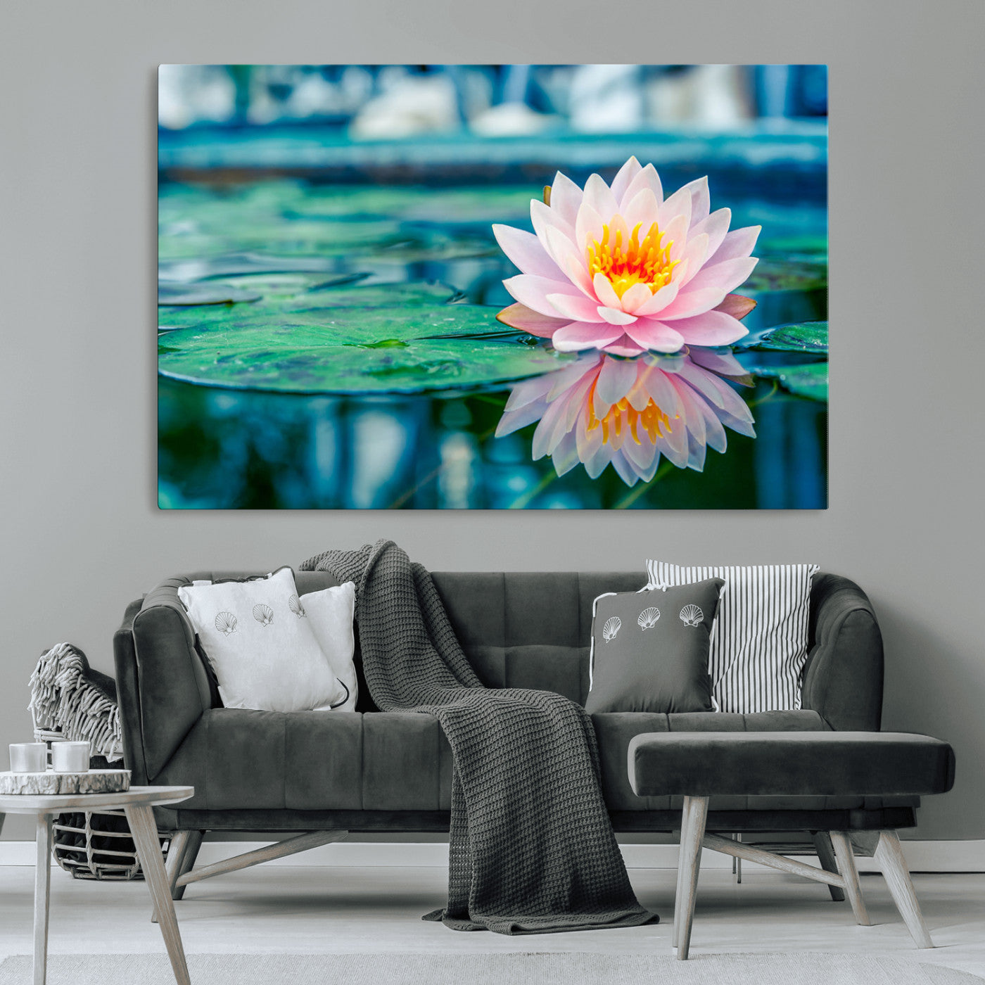 MGV-CV-36X24 - Lotus Flower Wall Art Canvas Print, Water Lily Large Wall Art Canvas Print for Yoga Room Decor,