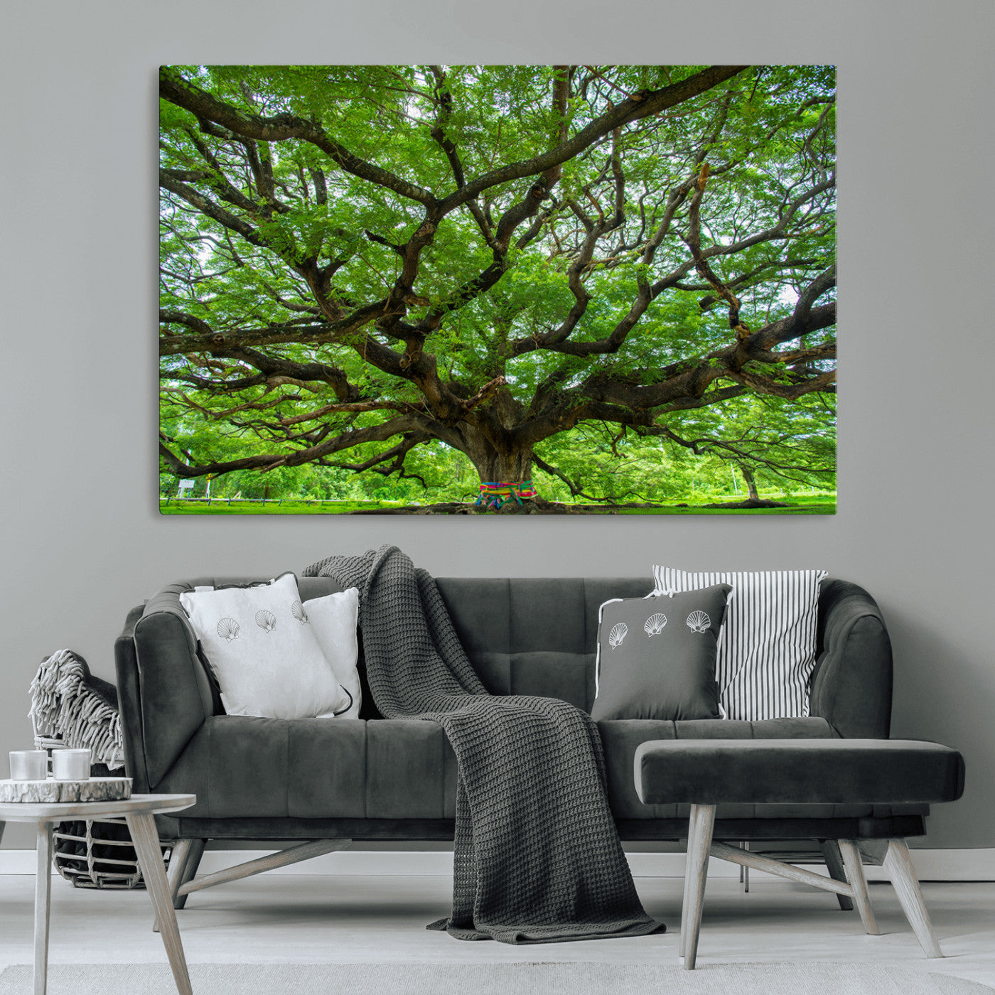 MGV-CV-36X24 - Oak Tree Wall Art Print, Forest Canvas Wall Art for Home and Office, Framed Angel Oak Tree Canvas