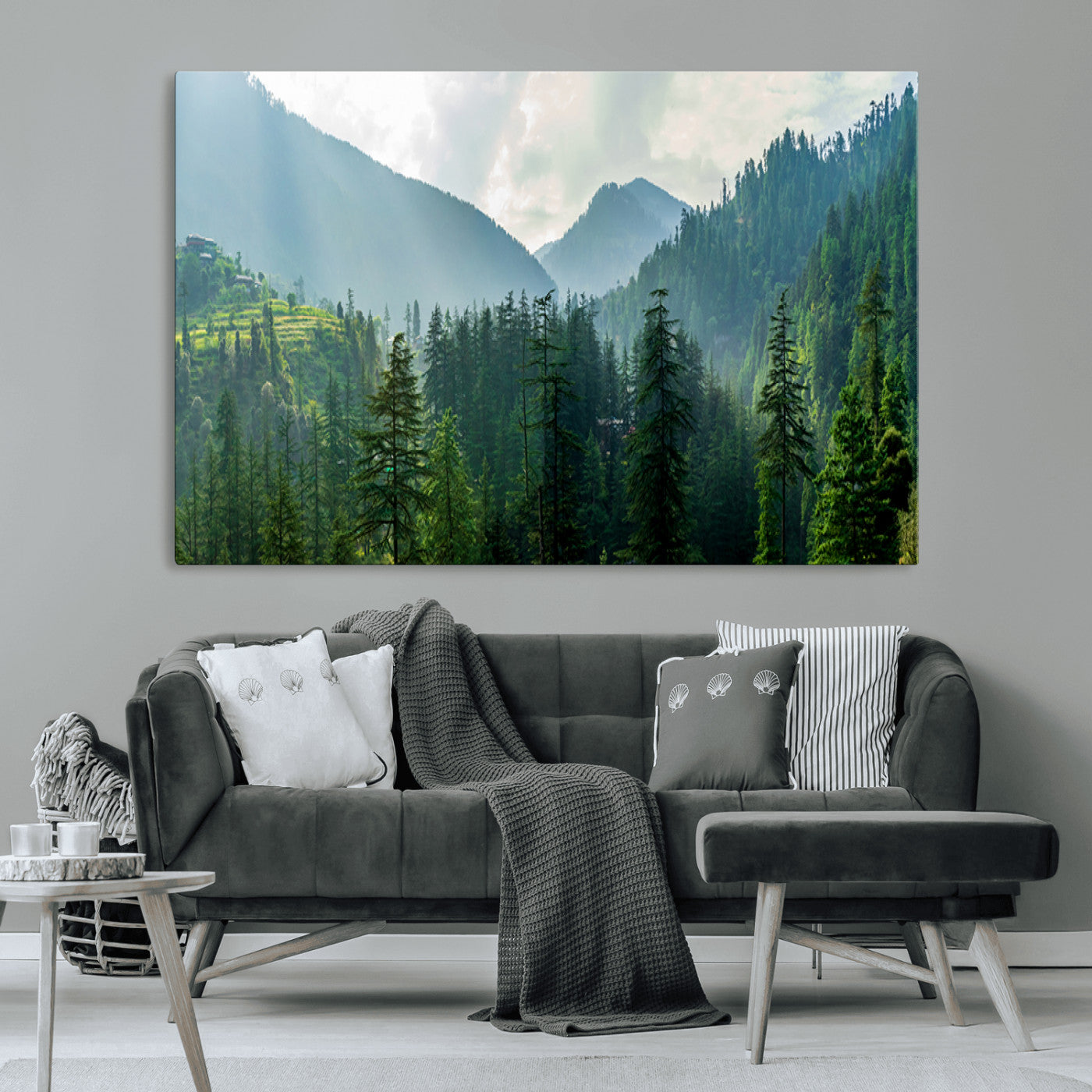 MGV-CV-36X24 - Misty Forest Mountain Canvas Print – Serene Nature Wall Art, Tranquil Valley