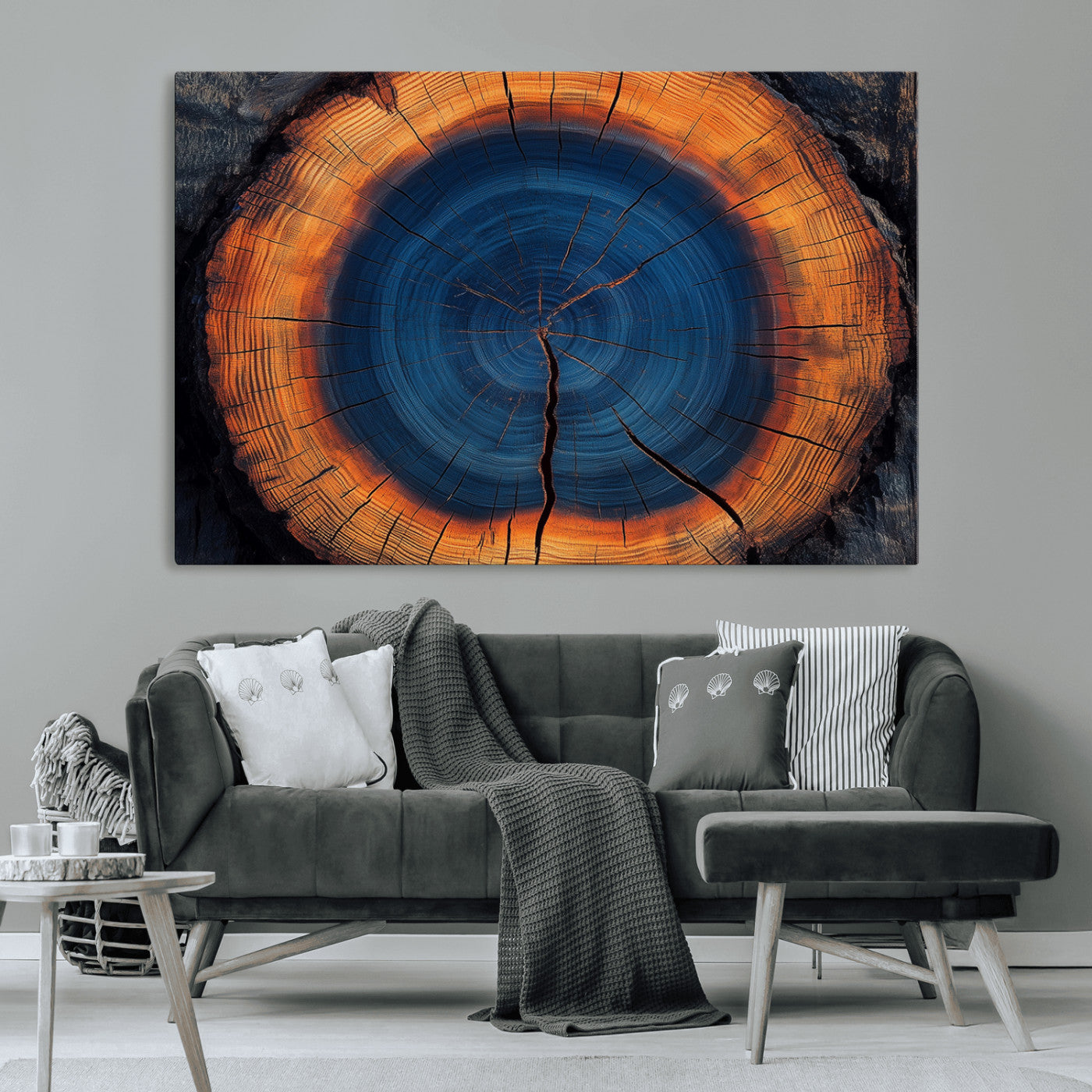 MGV-CV-36X24 - Abstract Tree Ring Wall Art Print, Natural Rustic Wood Texture Canvas Print, Framed Tree Ring Printing, Wood Tree Stump Artwork Canvas Print