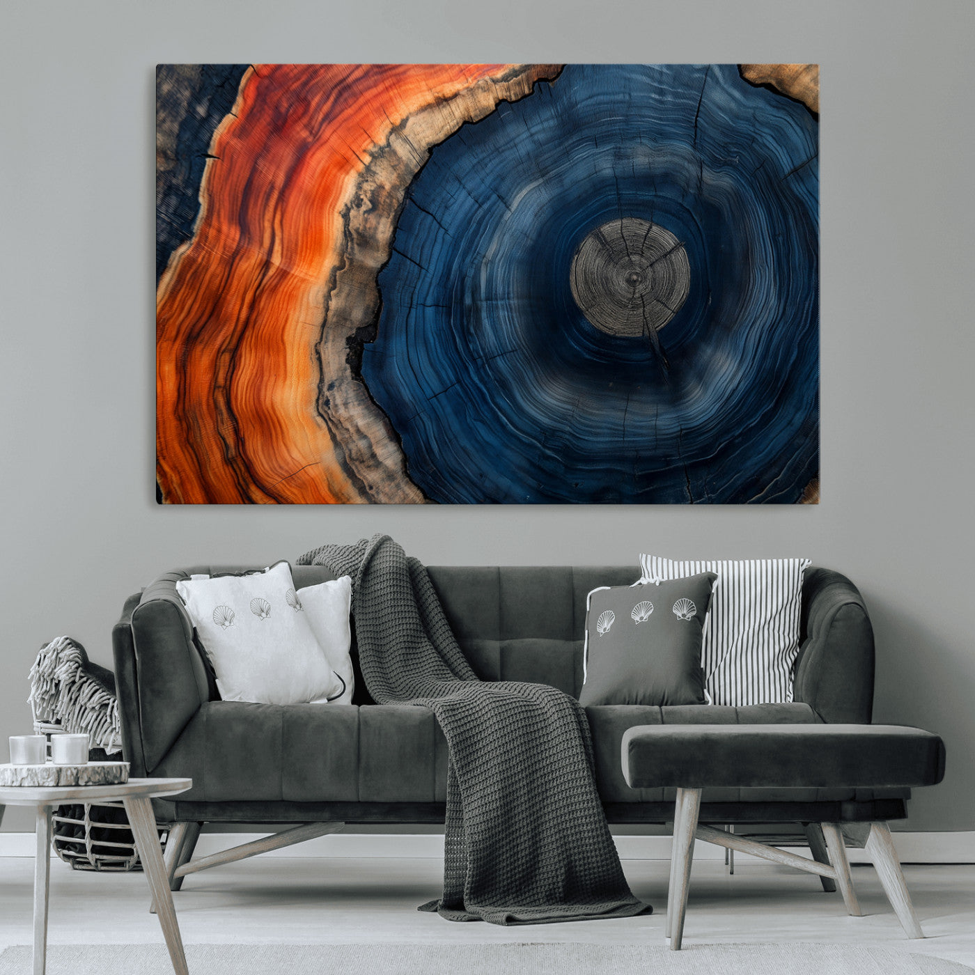 MGV-CV-36X24 - Tree Rings Wall Art Canvas Print, Rustic Wood Print, Framed Natural Texture Art Print, Wood Grain