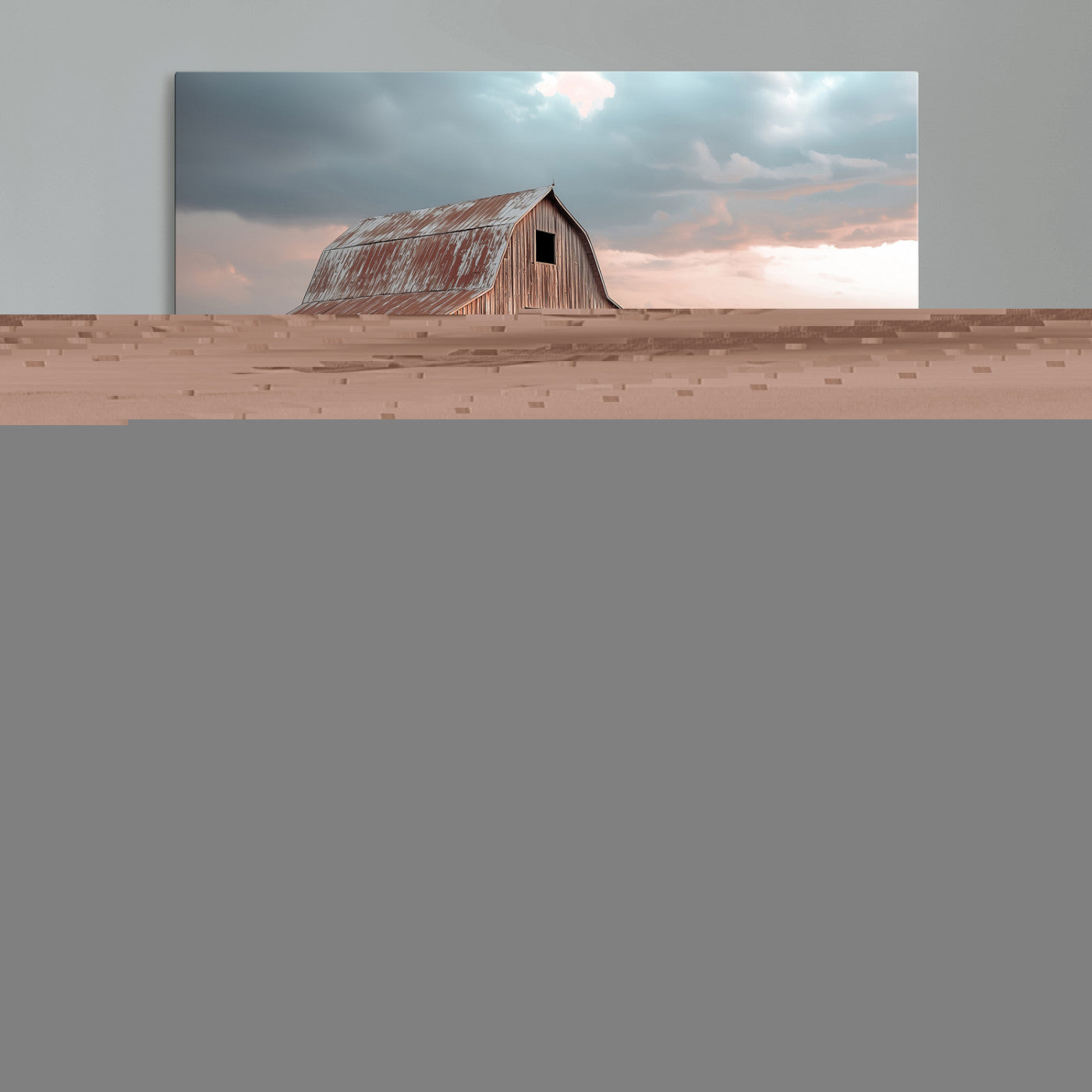 MGV-CV-36X24 - Rustic Barn Wall Art Canvas Print, Framed Wheat Field Art Picture Print, Sunset Barn Perfect Vintage Farmhouse Decor Artwork