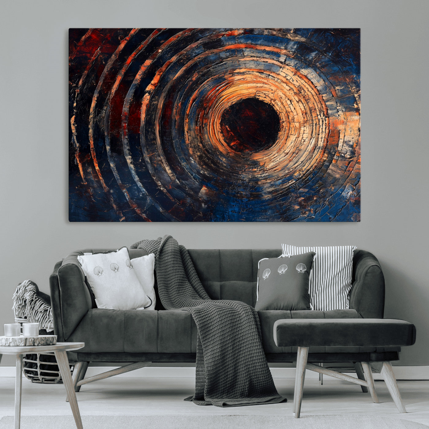 MGV-CV-36X24 - Wood Tree Ring Wall Art Canvas Print, Framed Natural Wood Art Picture Print, Rustic Tree Slice Perfect Rustic Decor Artwork