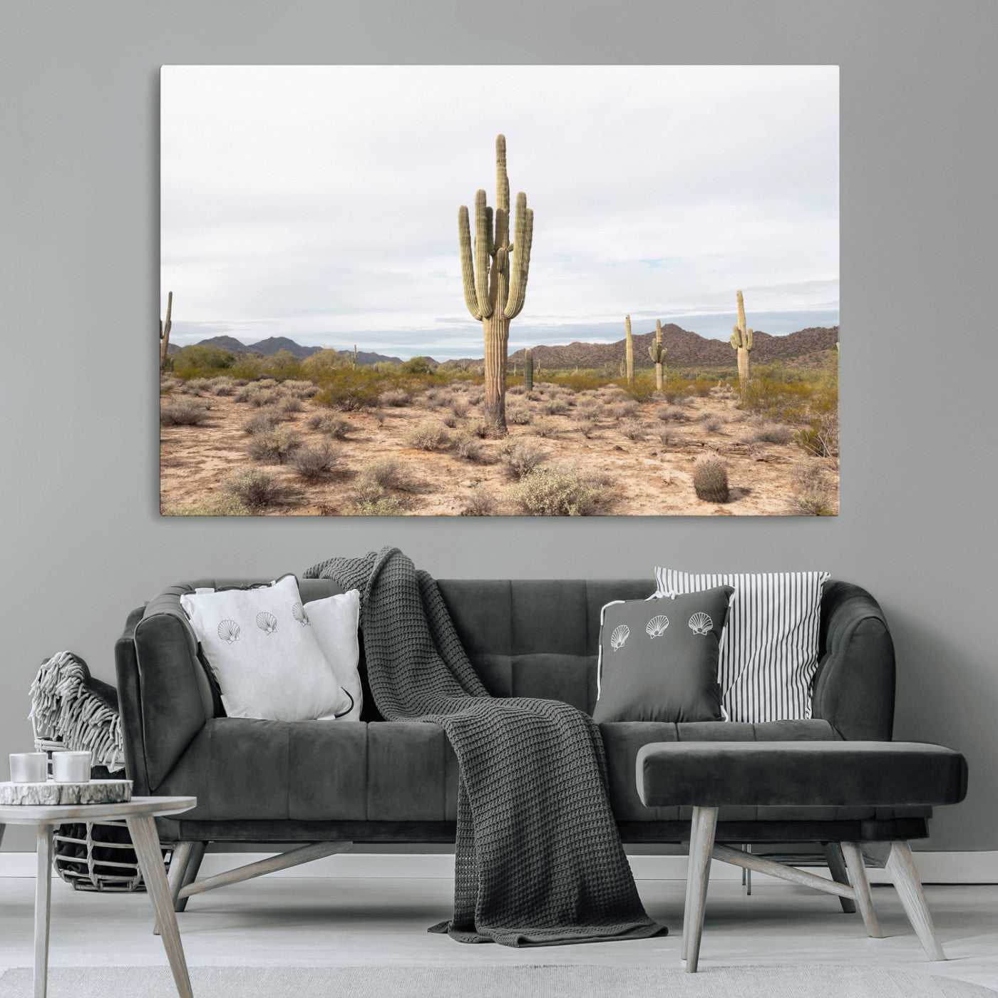 MGV-CV-36X24 - Saguaro Cactus Wall Art Canvas Print, Framed Desert Cactus Art Picture Print, Earthy Desert Perfect Southwestern Boho Decor Artwork