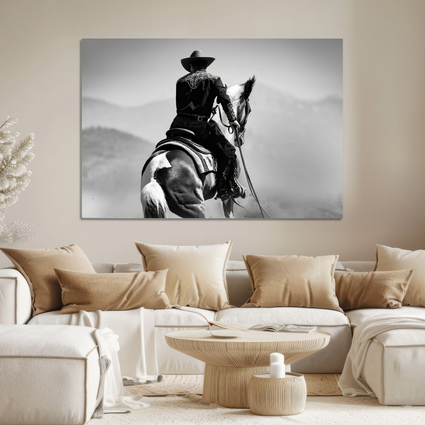 83102464-MGV-CV-36X24-Western Wall Art Canvas Print, Framed Cowboy Art Picture Print, Horse Perfect Western Decor, Framed Cowboy Wall Art Canvas Print