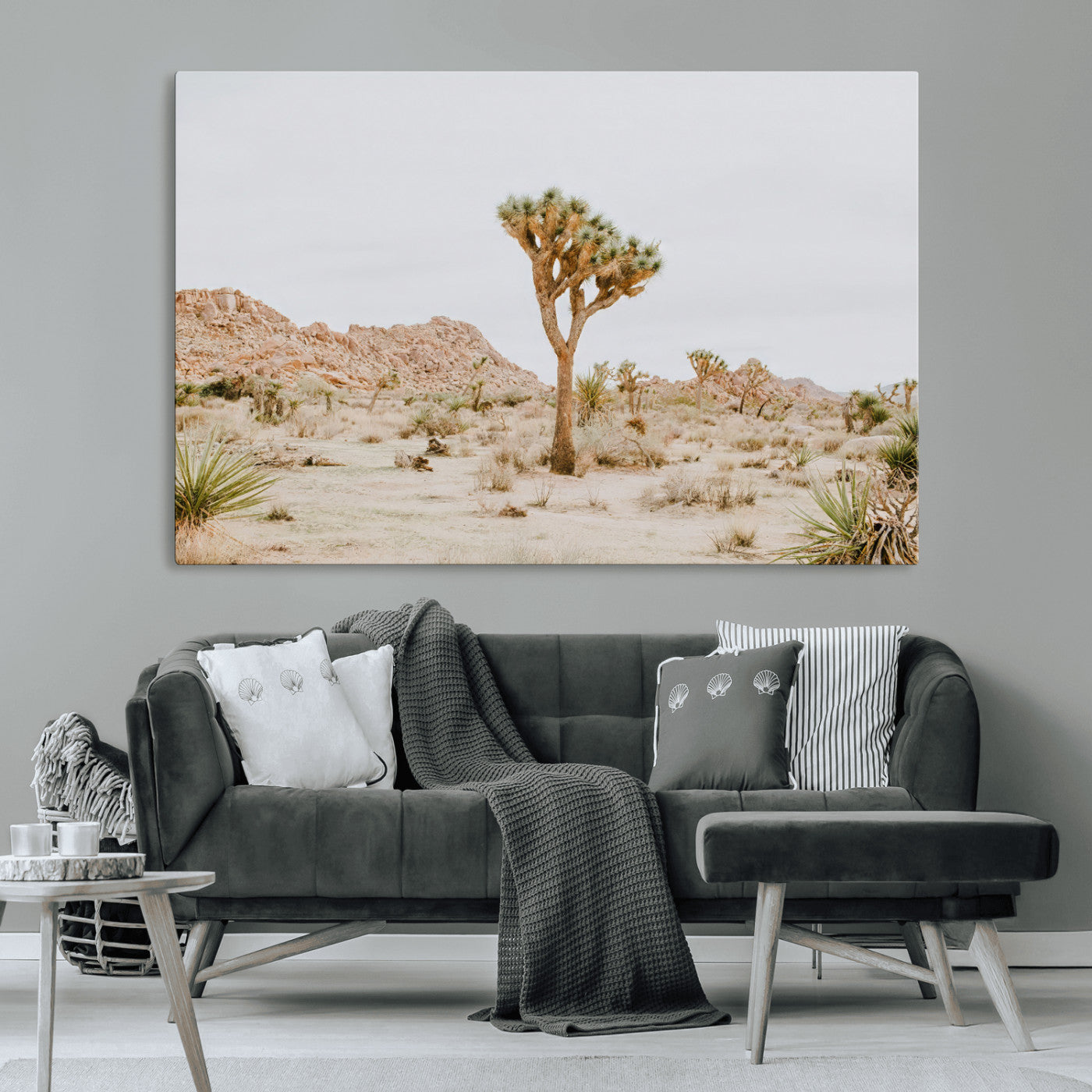 MGV-CV-36X24 - Joshua Tree Wall Art Canvas Print, Framed Neutral Desert Art Picture Print, Earthy Landscape Perfect Neutral Boho Decor Artwork