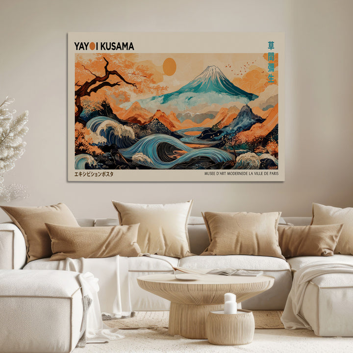 Modern Japanese Wall Art Print Yayoi Kusama Canvas Wall Art Abstract Mount Fuji Canvas Print Japanese Landscape Art Printing