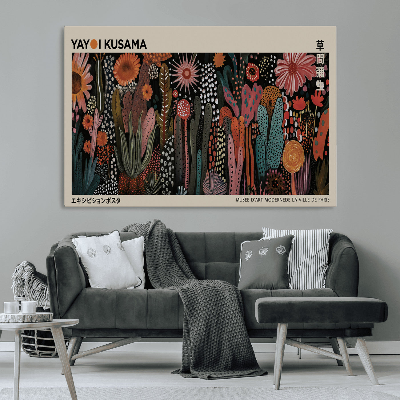MGV-CV-36X24 - Modern Japanese Wall Art Print Yayoi Kusama Canvas Wall Art Abstract Mount Fuji Canvas Print