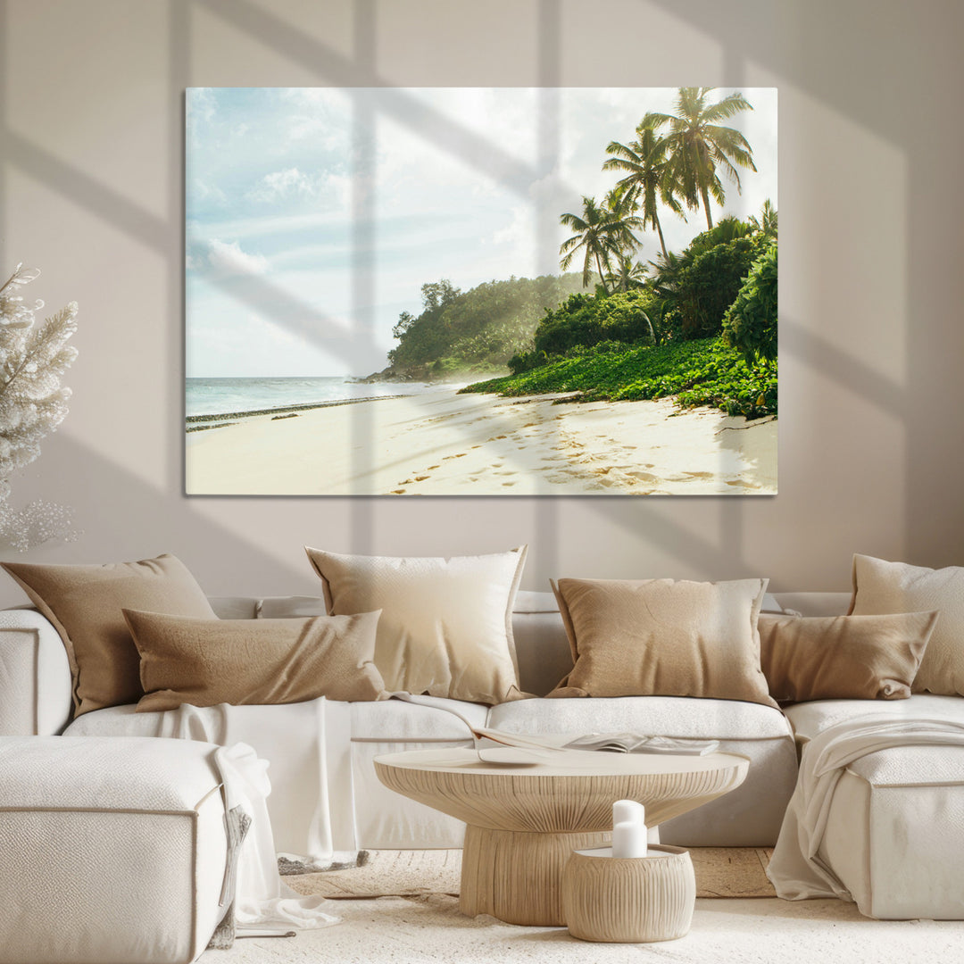 Relaxing Beach Wall Art Canvas Print, Framed Ocean View Art Picture Print, Coastal Serenity Perfect Tropical Coastal Decor Artwork