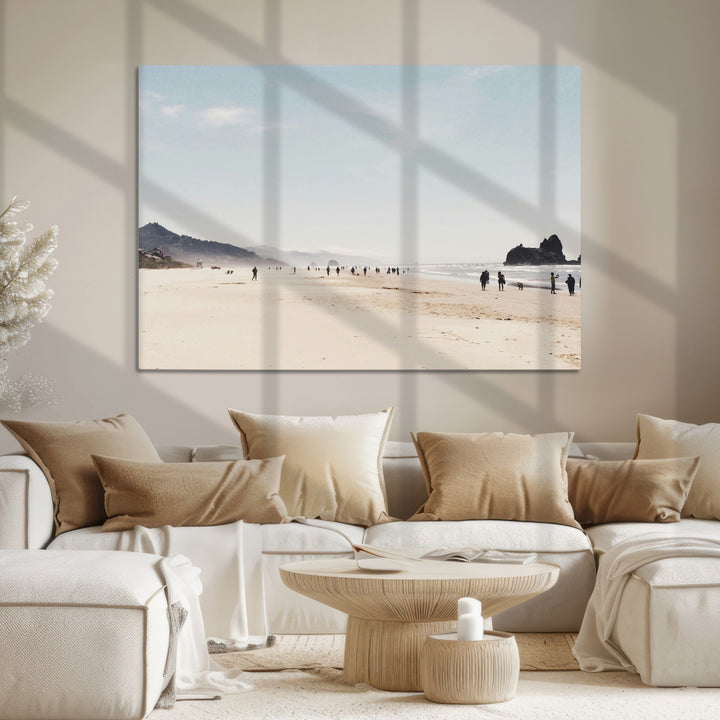 Minimalist Beach Wall Art Canvas Print, Framed Coastal Serenity Art Picture Print, Soft Sand Perfect Coastal Decor Artwork