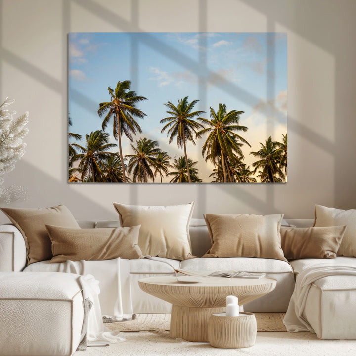 Palms Wall Art Canvas Print, Framed Tropical Art Picture Print, Coastal Perfect Coastal Decor Artwork