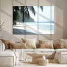 Tropical Beach Wall Art Canvas Print, Framed Serene Ocean Art Picture Print, Palm Tree Shadows Perfect Tropical Coastal Decor Artwork