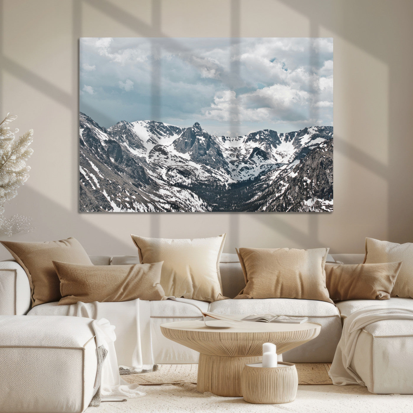 Snowy Peaks Wall Art Canvas Print - Framed Alpine Wilderness Art, Alpine Wall Art Canvas, Mountain Escape Perfect Winter Serenity Decor