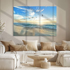 20708696-MGV-CV-36X24-Minimalist Seaside Morning Glow Art Canvas Print, Golden Reflections Perfect Coastal Minimalist Decor Artwork