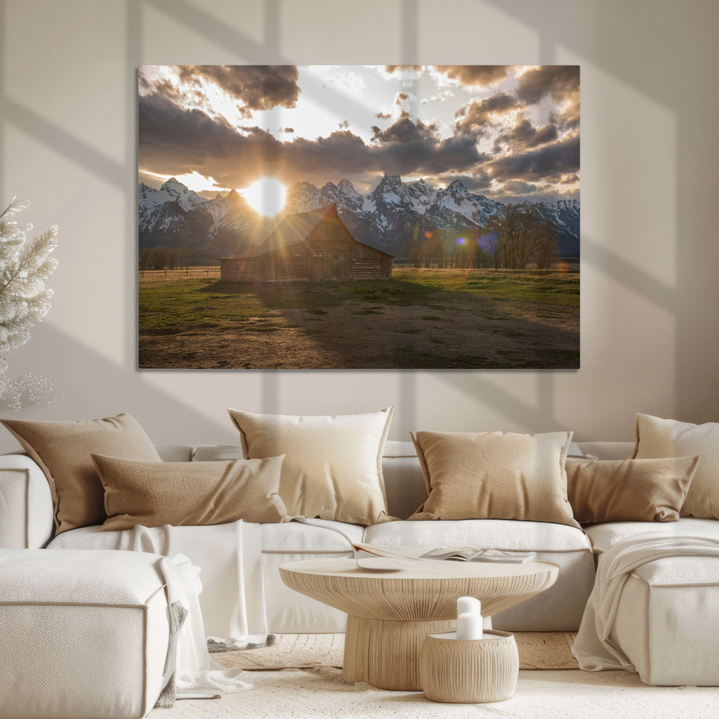 Snowy Peaks Wall Art Canvas Print, Framed Nature Escape Art Picture Print, Rustic Charm Perfect Rustic Western Decor Artwork