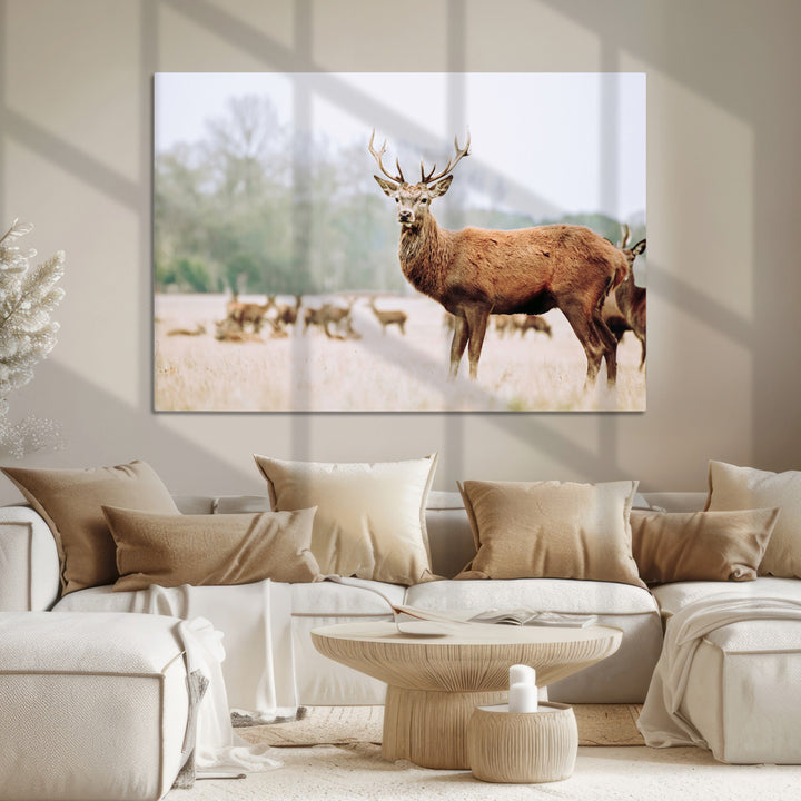 Rustic Nature Print Wall Art Canvas Print, Framed Deer Canvas Wall Art Art Picture Print, Nordic Animal Art Perfect Rustic Nature Decor