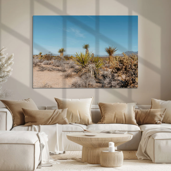Joshua Tree Wall Art Canvas Print, Desert Landscape Print, Framed Warm Earth Tones Art Print, Large California Southwest Printing