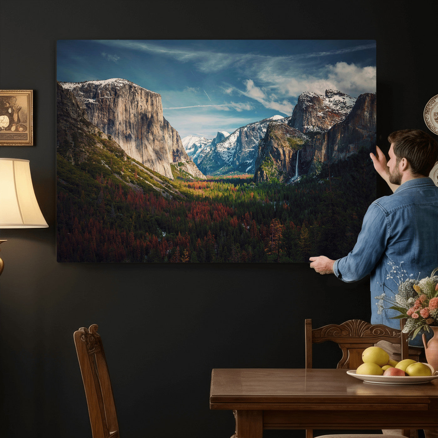 15244033-MGV-CV-36X24 - Yosemite National Park Wall Art – Framed Mountain Landscape El Capitan Canvas Print Scenic Decor for Home, Office Decor