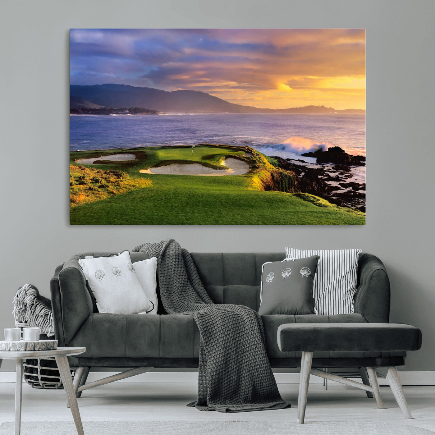 73699248-MGV-CV-36X24-Pebble Beach Golf Links Wall Art Canvas Print – Iconic Coastal Golf Course Artwork, Perfect for Office, Man Cave, or Golf Lover’s Decor