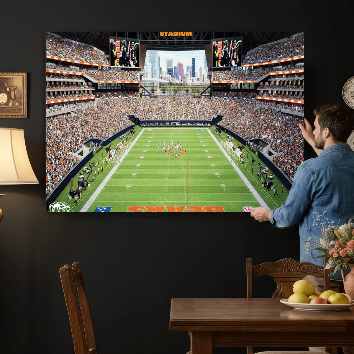 76935553-PAN-FL-20X10 - Chicago Bears Soldiers Field Wall Art Canvas Print, Home Office Wall Decor