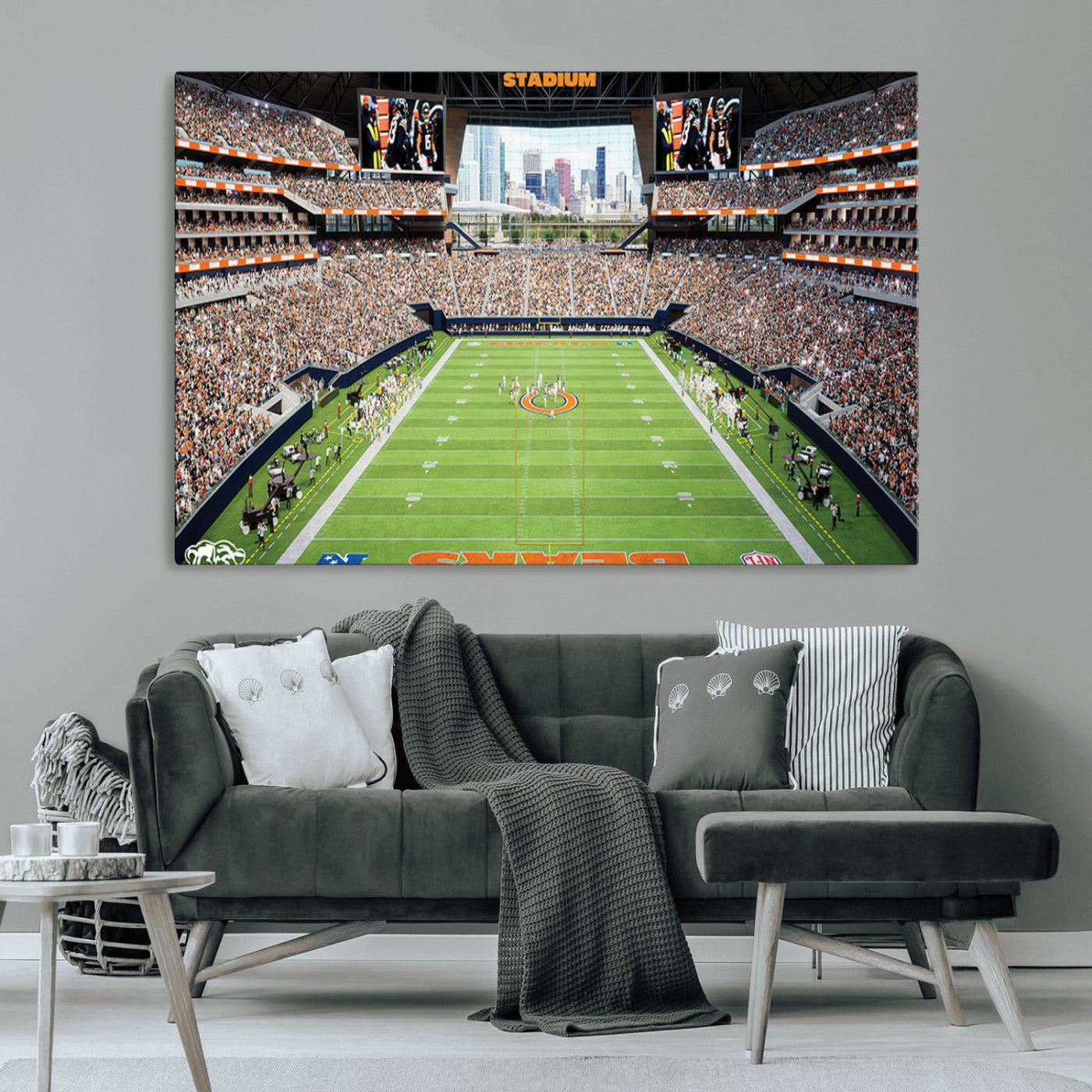 MGV-CV-36X24 - Chicago Bears Soldiers Field Wall Art Canvas Print – Framed Football Stadium Artwork for Sports